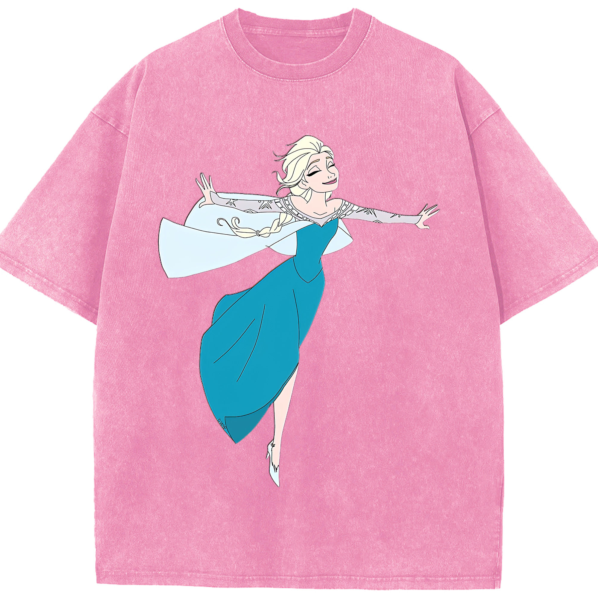 （画像用） アナと雪の女王 アンナ エルサ Frozen Anna Elsa 綿100% ヴィンテージ風 半袖Tシャツ（フロントプリント）